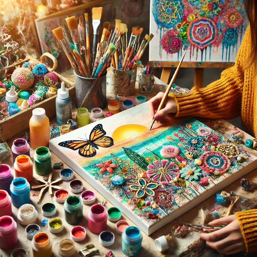 Creación de cuadros decorativos: Aprende a hacer arte con pintura acrílica y objetos cotidianos